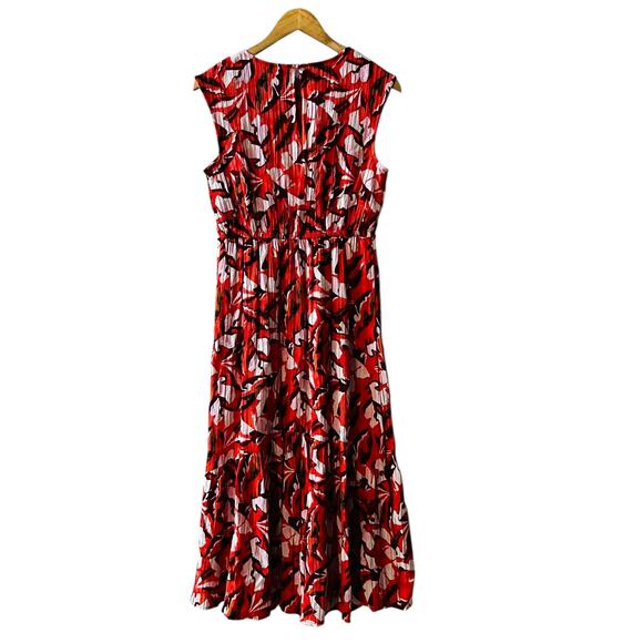Nine West Crinkle Floral Print Sleeveless Maxi Dress Size S Small Orange Multi - Picture 2 of 6
